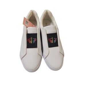 NWT! Juicy Couture Celsius White Slip On Shoe Jewel Crown Logo 6.5